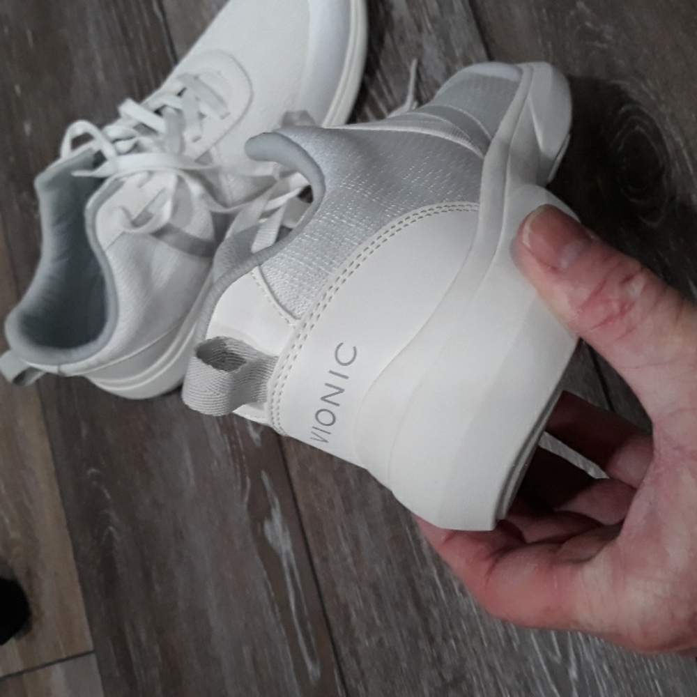 Vionic Women's White Sneakers with Light Gray Accents - Picture 6 of 11